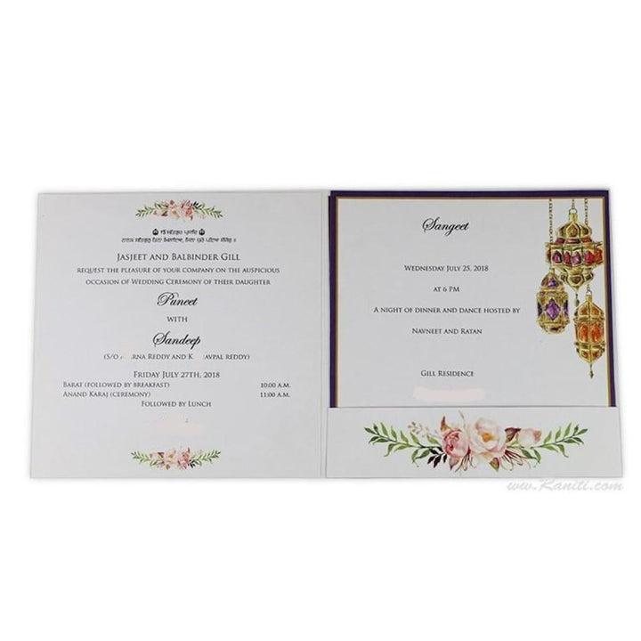 Vintage Floral Print Classic Custom Wedding Invitation Card with Laser Cut Names AML-434 freeshipping - Raniti LLC - Custom Invitations & Stationery