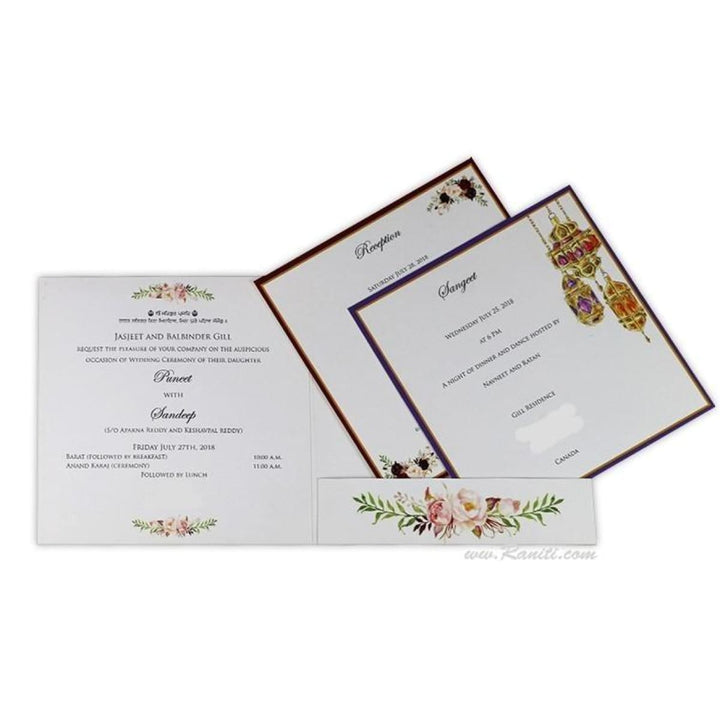 Vintage Floral Print Classic Custom Wedding Invitation Card with Laser Cut Names AML-434 freeshipping - Raniti LLC - Custom Invitations & Stationery