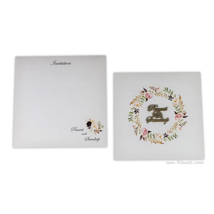 Vintage Floral Print Classic Custom Wedding Invitation Card with Laser Cut Names AML-434 freeshipping - Raniti LLC - Custom Invitations & Stationery
