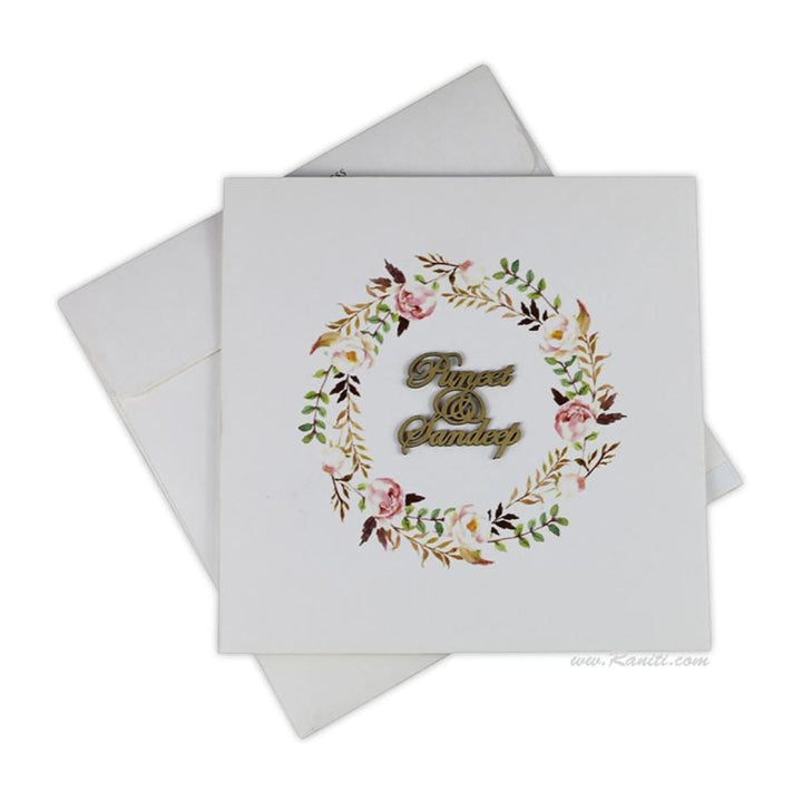 Vintage Floral Print Classic Custom Wedding Invitation Card with Laser Cut Names AML-434 freeshipping - Raniti LLC - Custom Invitations & Stationery