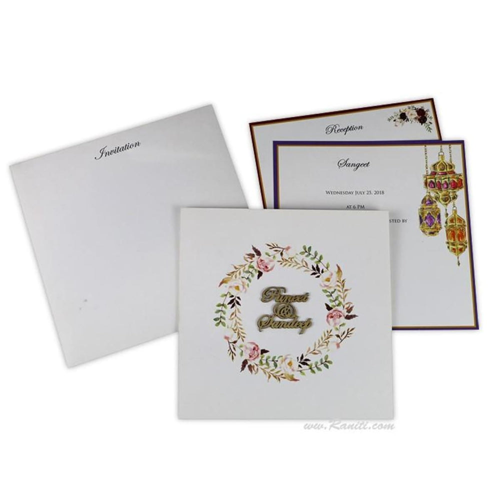 Vintage Floral Print Classic Custom Wedding Invitation Card with Laser Cut Names AML-434 freeshipping - Raniti LLC - Custom Invitations & Stationery