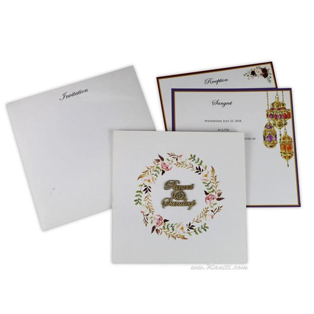 Vintage Floral Print Classic Custom Wedding Invitation Card with Laser Cut Names AML-434 freeshipping - Raniti LLC - Custom Invitations & Stationery
