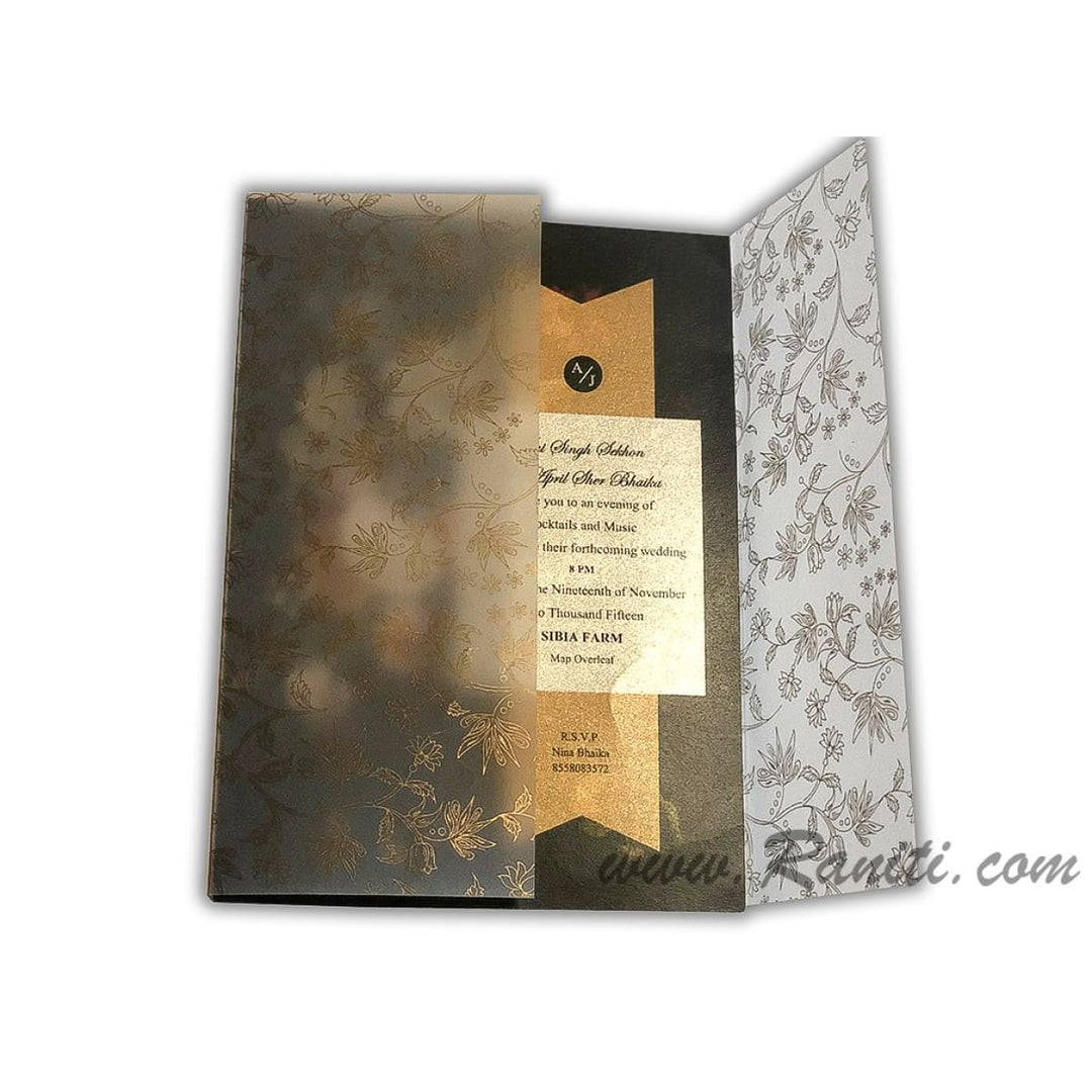 Vintage Floral Theme Custom Translucent Vellum Gatefold Invitation Card with Multiple Inserts AM-172 freeshipping - Raniti LLC - Custom Invitations & Stationery