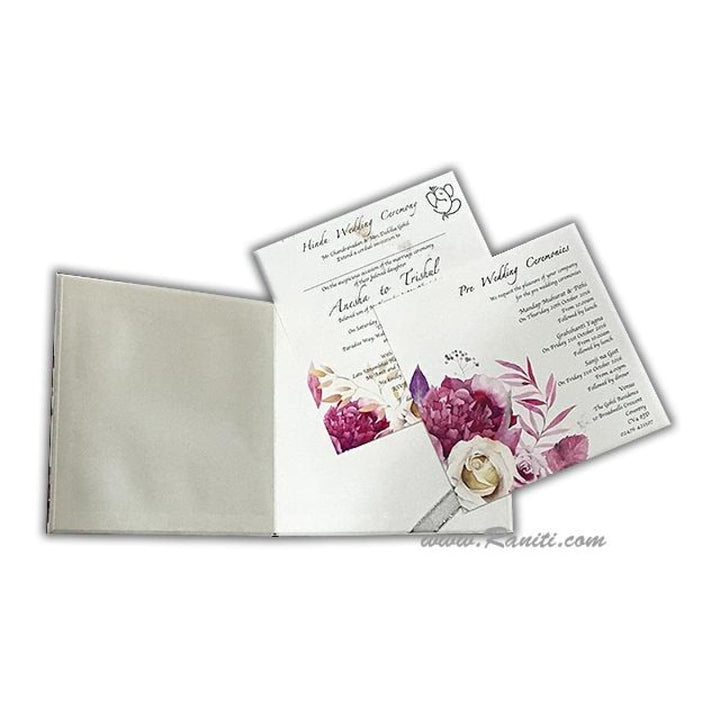 Vintage Hard Cover Floral Print Classic Custom Wedding Invitation Card AMH-171 freeshipping - Raniti LLC - Custom Invitations & Stationery