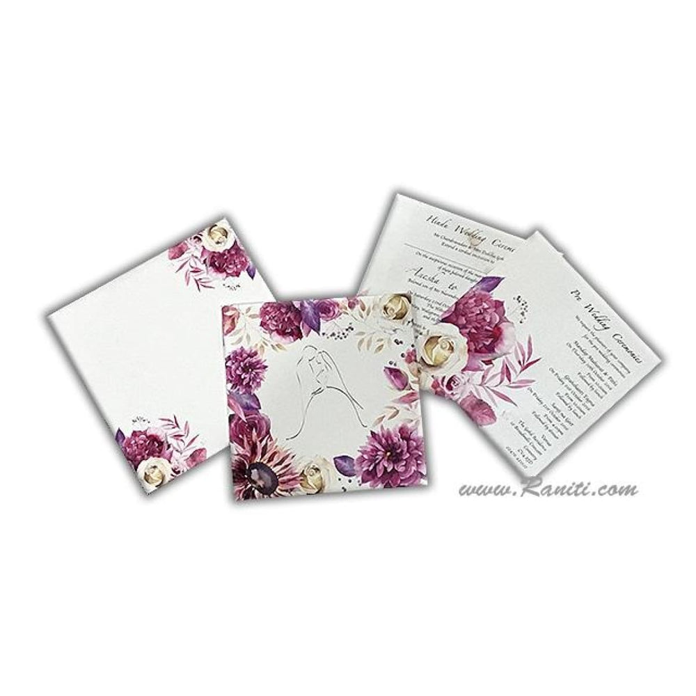 Vintage Hard Cover Floral Print Classic Custom Wedding Invitation Card AMH-171 freeshipping - Raniti LLC - Custom Invitations & Stationery