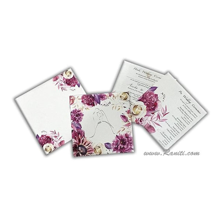 Vintage Hard Cover Floral Print Classic Custom Wedding Invitation Card AMH-171 freeshipping - Raniti LLC - Custom Invitations & Stationery