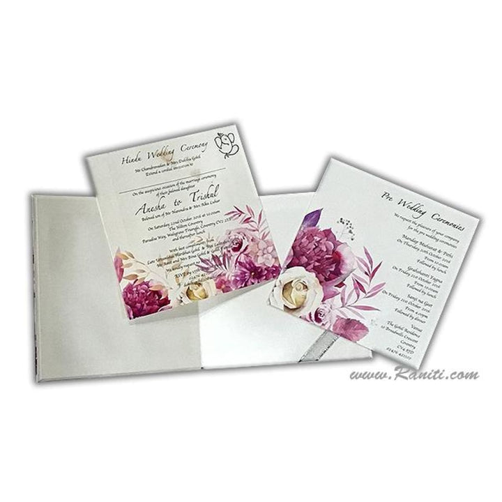Vintage Hard Cover Floral Print Classic Custom Wedding Invitation Card AMH-171 freeshipping - Raniti LLC - Custom Invitations & Stationery