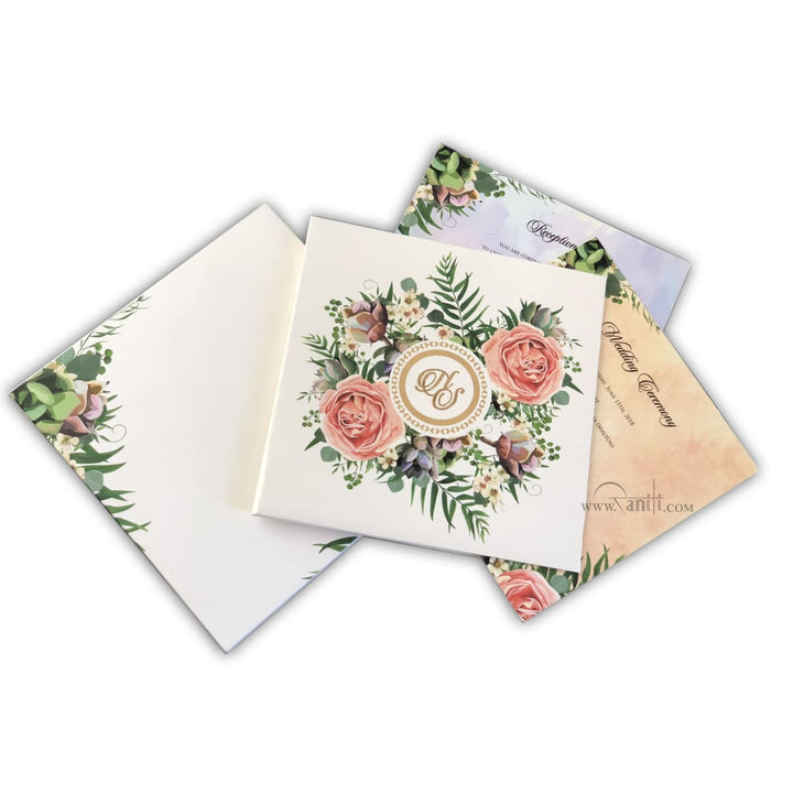 Vintage Hard Cover Floral Print Classic Luxury Custom Wedding Invitation Card AMH-187 freeshipping - Raniti LLC - Custom Invitations & Stationery