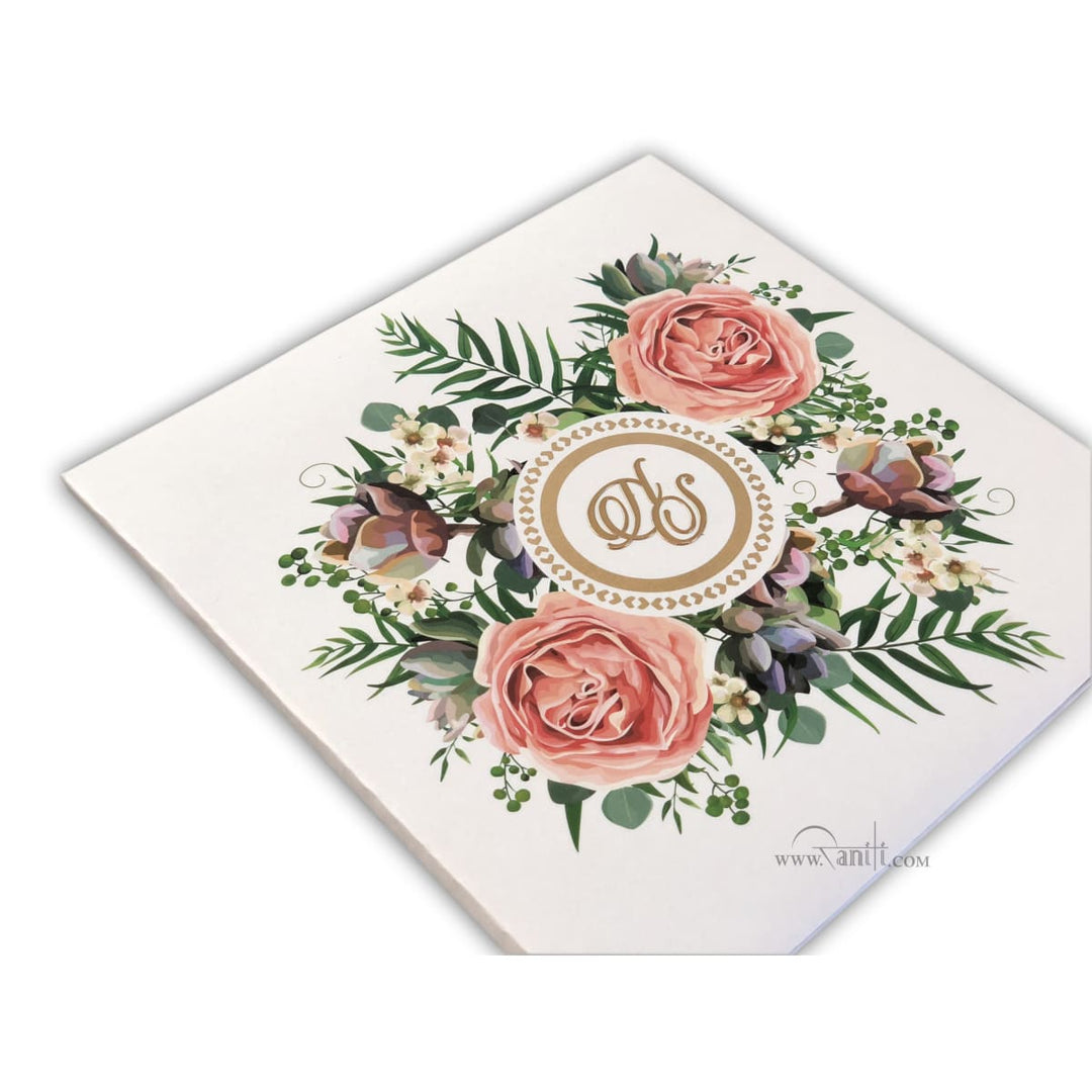 Vintage Hard Cover Floral Print Classic Luxury Custom Wedding Invitation Card AMH-187 freeshipping - Raniti LLC - Custom Invitations & Stationery
