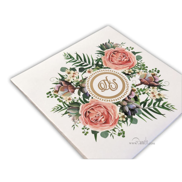 Vintage Hard Cover Floral Print Classic Luxury Custom Wedding Invitation Card AMH-187 freeshipping - Raniti LLC - Custom Invitations & Stationery
