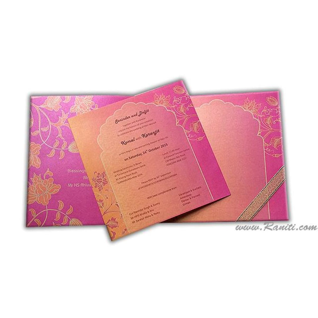 Vintage Love Birds Fuchsia Pink and Pearl White Custom Wedding Invitation Card AM-67 freeshipping - Raniti LLC - Custom Invitations & Stationery