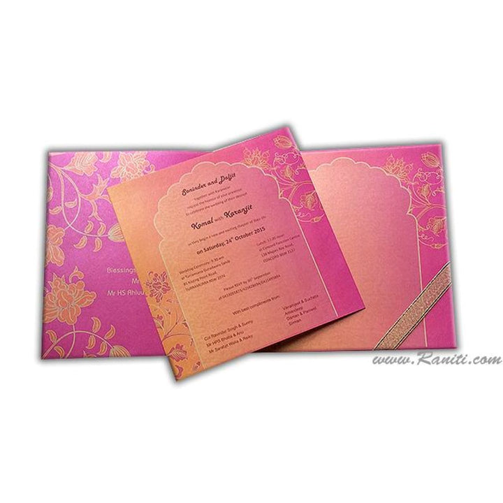 Vintage Love Birds Fuchsia Pink and Pearl White Custom Wedding Invitation Card AM-67 freeshipping - Raniti LLC - Custom Invitations & Stationery