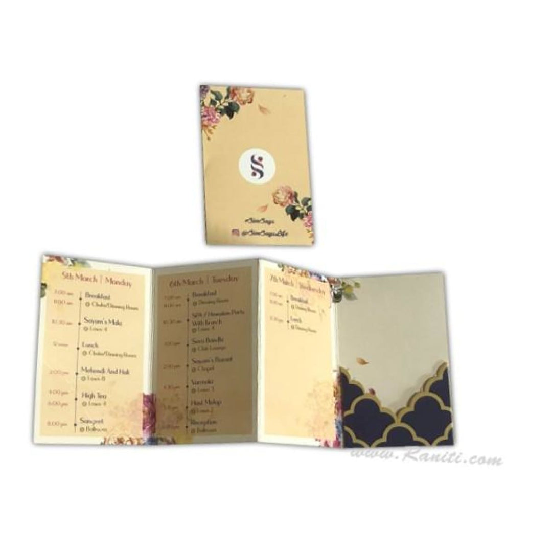 Wedding Event Guest Itinerary and Guest Room Key Card Holder Floral Theme | Custom Personalized Wedding Stationery JVDKCIT-2 freeshipping - Raniti LLC - Custom Invitations & Stationery