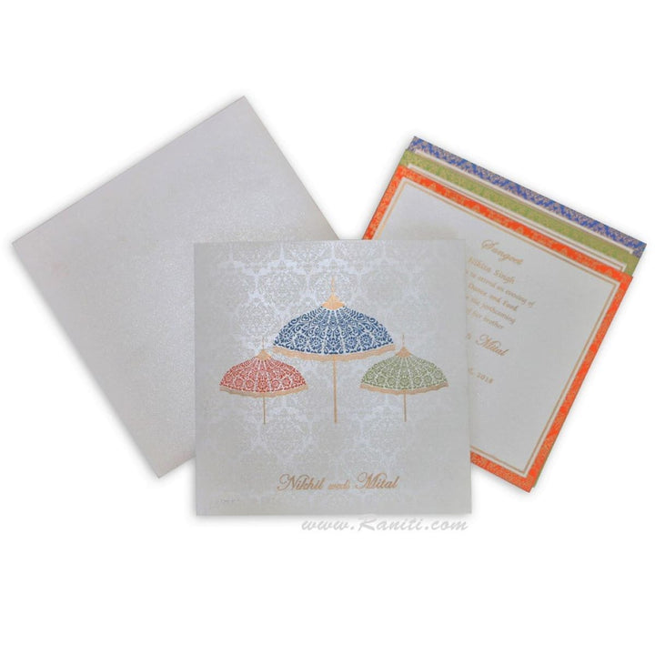 Wedding Umbrella Theme Custom Traditional Invitation Card | Groom Wedding Invitation Card with Umbrella Theme AM-317 freeshipping - Raniti LLC - Custom Invitations & Stationery