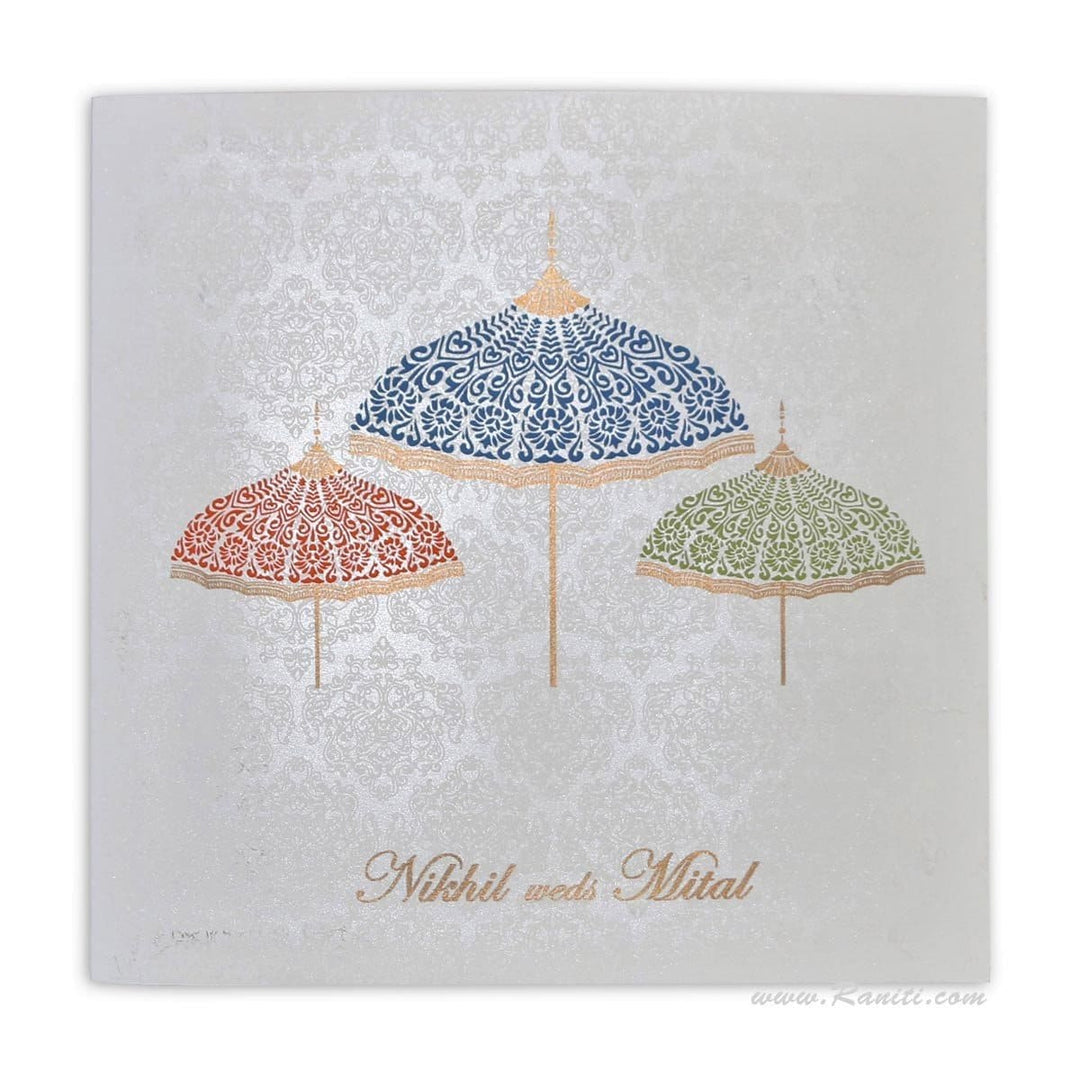 Wedding Umbrella Theme Custom Traditional Invitation Card | Groom Wedding Invitation Card with Umbrella Theme AM-317 freeshipping - Raniti LLC - Custom Invitations & Stationery