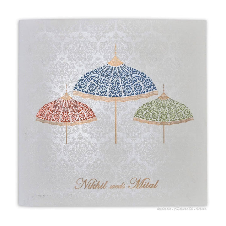 Wedding Umbrella Theme Custom Traditional Invitation Card | Groom Wedding Invitation Card with Umbrella Theme AM-317 freeshipping - Raniti LLC - Custom Invitations & Stationery