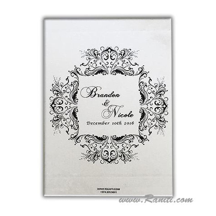 White & Black Reception Menu Card with Rhinestones AMMC-16 freeshipping - Raniti LLC - Custom Invitations & Stationery