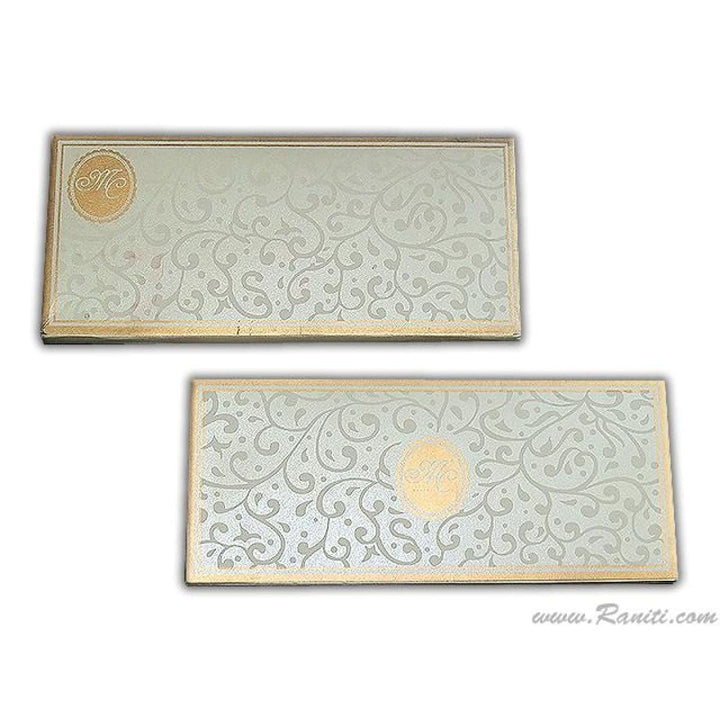 White Gold Royal Custom Box Scroll Invitation Card AMSC-30 freeshipping - Raniti LLC - Custom Invitations & Stationery