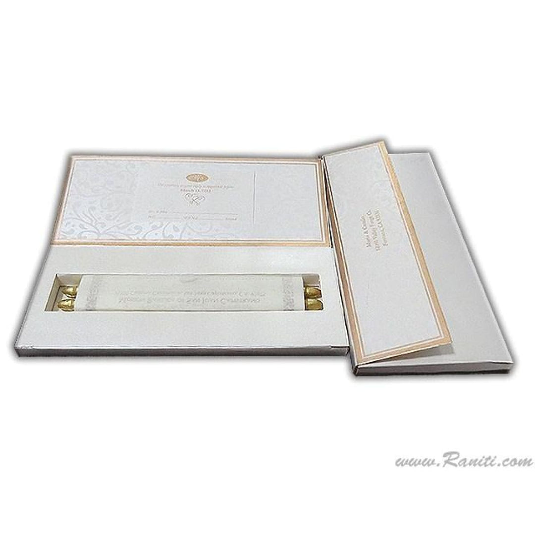 White Gold Royal Custom Box Scroll Invitation Card AMSC-30 freeshipping - Raniti LLC - Custom Invitations & Stationery