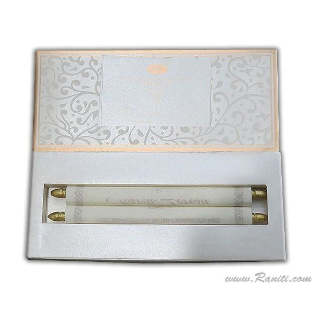 White Gold Royal Custom Box Scroll Invitation Card AMSC-30 freeshipping - Raniti LLC - Custom Invitations & Stationery