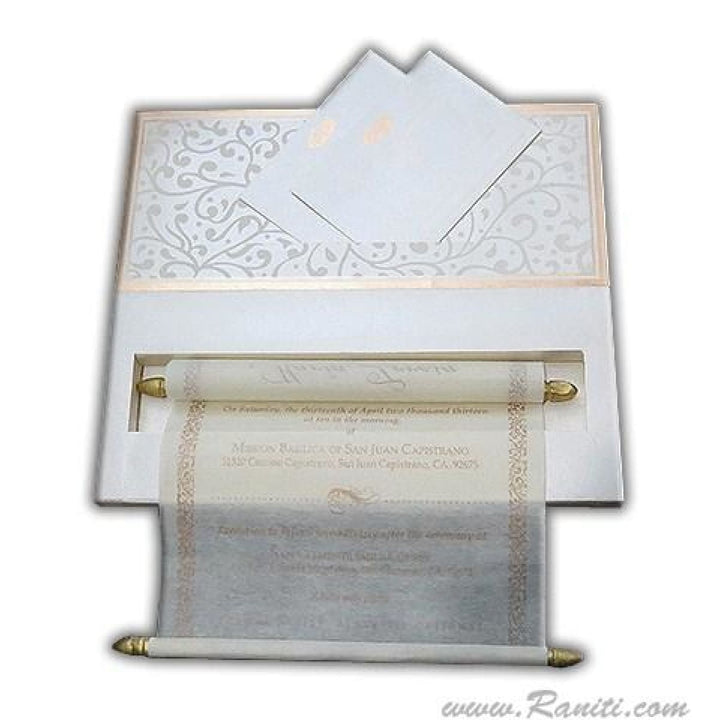 White Gold Royal Custom Box Scroll Invitation Card AMSC-30 freeshipping - Raniti LLC - Custom Invitations & Stationery