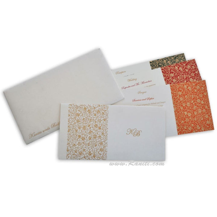 White Rectangle Classic Custom Invitation Card with Multicolored Inserts | Custom Vine Design Invitation Card AM-111 freeshipping - Raniti LLC - Custom Invitations & Stationery