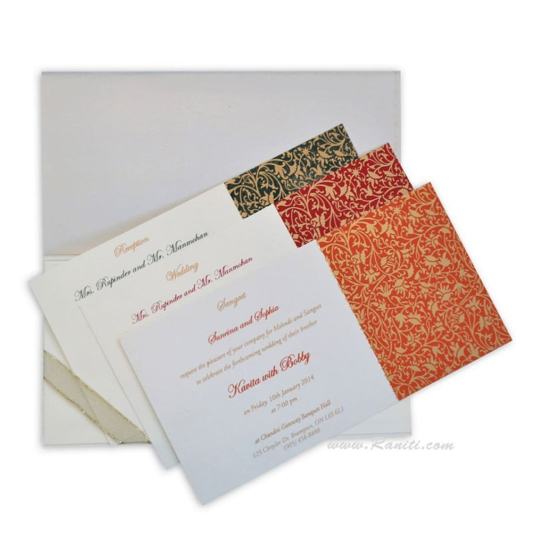 White Rectangle Classic Custom Invitation Card with Multicolored Inserts | Custom Vine Design Invitation Card AM-111 freeshipping - Raniti LLC - Custom Invitations & Stationery