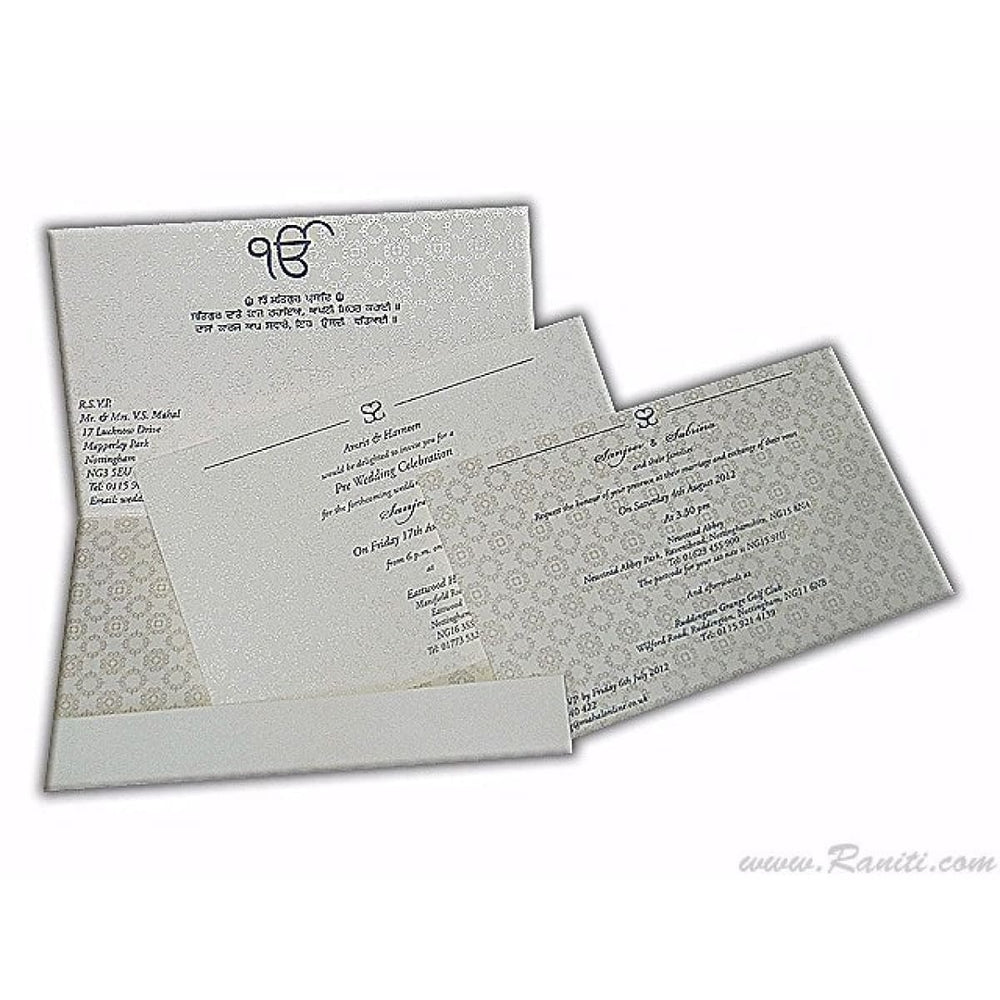 White Rectangle Custom Invitation Card with Multiple Inserts | White Grey Monogram Print Custom Invitation Card Online AM-510 freeshipping - Raniti LLC - Custom Invitations & Stationery