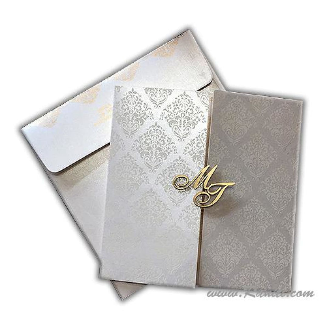 White Square Laser Cut Initials Gatefold His and Her Custom Invitation Card, Bride and Groom Matching Invitation Set AML-255 freeshipping - Raniti LLC - Custom Invitations & Stationery