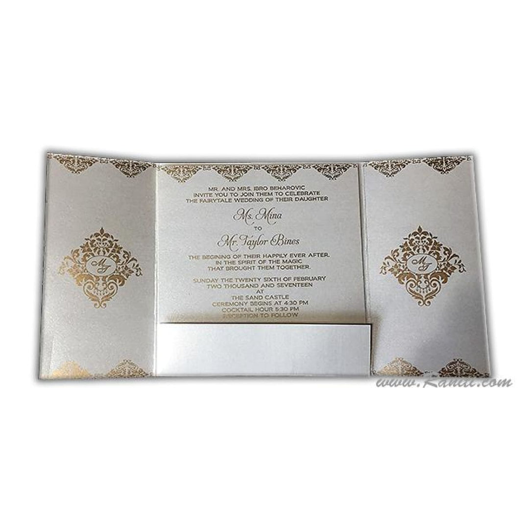 White Square Laser Cut Initials Gatefold His and Her Custom Invitation Card, Bride and Groom Matching Invitation Set AML-255 freeshipping - Raniti LLC - Custom Invitations & Stationery